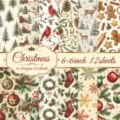 Verschiedene Weihnachtspapierbögen mit 12 einzigartigen festlichen Aquarell-Mustern - DXSP013 / 12 Blatt