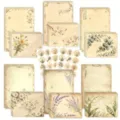 72-piece vintage floral watercolor stationery set including envelopes and stickers - Embossed Years (Stationery Set) / Embossed Years (24 Sheets + 24 Envelopes + 24 Stickers)