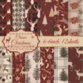 6x6 Zoll Weihnachts-Bastelpapier-Set für Scrapbooking und DIY-Projekte mit 12 Blatt - XY11-圣诞素材纸A款 / 12 Blatt