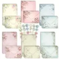 72-piece watercolor stationery set featuring floral letter paper envelopes and stickers - Half Paper Flower Shadow (Stationery Set) / Half Paper Flower Shadow (24 Sheets + 24 Envelopes + 24 Stickers)