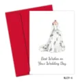 Tarjeta de felicitación de boda con sobre rojo e ilustración de vestido de novia - Estilo Vestido de Novia (MJ29-A)
