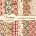 Detailansicht von 12 Vintage-Weihnachtspapieren für DIY Scrapbooking Format 15x15 cm - DXSP016 / 12 Blatt