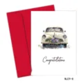 Tarjeta de boda acuarela coche felicitaciones con sobre rojo de alta calidad - Estilo Coche de Boda (MJ29-B)