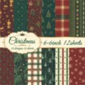 Weihnachten Motivpapier-Set mit 12 Vintage-Feiertagsdesigns, 6x6 Zoll Format - DXSP015 / 12 Blatt