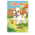 Close-up detail of a 12-page children's cartoon puppy illustration coloring book cover - 12x18cm / Pet