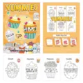 Detail showing foldable yummies themed coloring book with instructions - Food Style (MJ019) / Pack of 20