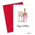 Detailed watercolor illustration of champagne glasses on a Happy Birthday card. - Champagne Bottle Design (MJ28-D)