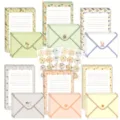 72-piece watercolor stationery set featuring 6 themed letter papers with stickers - Plain Time (24 Sheets + 24 Envelopes + 24 Stickers)