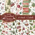 Hochwertiges 6x6 Zoll Woodland Weihnachten Aquarell Scrapbook Papier Set 12 Blatt - XY11-圣诞素材纸B款 / 12 Blatt
