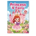 Detailed cover view of Princess and Fairy children's cartoon coloring book with castle - 12x18cm / Princess