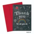 Bedankkaart in krijtbordstijl voor leraren met een rode envelop en regenboogkunst - Schoolbord Krijt Stijl (MJ22-D)