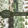 6x6 Zoll Weihnachts-Wald Aquarell Bastelpapier, 12 Blatt für Scrapbooking und DIY-Handwerk - XY11-圣诞素材纸D款 / 12 Blatt