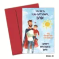 Set biglietti Festa del Papà acquerello con illustrazione papà eroe e busta rossa. - Stile Supereroe(MJ20-D)