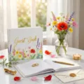 Elegante libro degli ospiti di nozze floreale con scritte dorate per ricordi di compleanno - Libro degli Ospiti I (Fiori di Campo Dipinti) / 120 Pagine