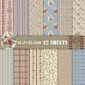 Vintage floral scrapbook paper set, 12 sheets of 15.2x15.2cm decorative background paper - Vintage Country (DXSP004) / 13 Pieces/Pack