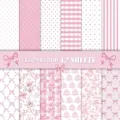 12 sheets of pink and white scrapbooking paper with floral and geometric patterns - Pink White Sweetheart (DXSP005) / 13 Pieces/Pack