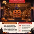 Halloween pumpkin and haunted castle static cling window decal for festive store decoration - Static Cling No Glue (RHWSJUV-064) / Small (40*66CM)