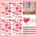 Set of 4 pink heart electrostatic window stickers for Valentine's Day decoration. - Heart Series (DRHQRJ-034) / 4 Sheets Set (20*30cm)