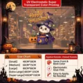 Halloween static window sticker with wizard cat and size dimensions for glass doors - Wizard Cat Style(RHWSJUV-057B) / Small 40*50CM