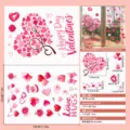 Valentine's Day pink heart and balloon electrostatic window stickers set with dimensions - 20x30cm (2 Pieces/Pack) / Pink/Red Combination (DRHQRJ-038)