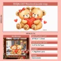 Electrostatic Valentine's Day window sticker featuring cartoon bears holding a heart - 1 Piece (30*40cm)