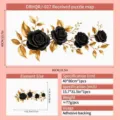 Pegatinas de pared autoadhesivas con rosas negras y hojas doradas para decoración - Estilo de Hoja de Oro Rosa (DRHQRJ-027) / 40x80cm