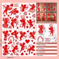 Set of 4 red Cupid and heart static window cling stickers for Valentine's Day window decor - Red Cupid Heart Collection (DRHQRJ-004) / 4pcs