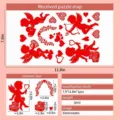 Red Cupid and heart electrostatic window stickers for Valentine's Day decoration - Cupid with Mirror and Heart Arch (DRHQRJ-004C) / 1 Sheet