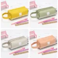 Trousse à crayons en toile grande capacité style coréen multi-couches fermeture éclair étui - Assorti