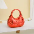 Sac à Main de Soirée en Acrylique Quadrillé Rouge Brillant avec Chaîne pour Femme - Rouge