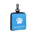 Pochette de friandises pour chien bleue portable avec fermeture éclair et motif de patte. - Bleu