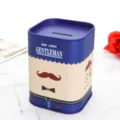 Britisches Gentleman Stil quadratische Metall Spardose Sparbüchse mit Münzschlitz. - Blau-bärtiger Zauberer