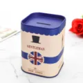 Britisches Design Metall Spardose quadratische Blechdose Retro Gentleman Stiftehalter Teedose - Blauer Hut
