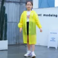 Children solid color hooded raincoat waterproof lightweight long sleeve yellow poncho kids - One Size / Yellow