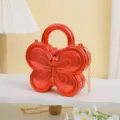 Joli petit sac de soirée papillon en acrylique rouge, mini sac à bandoulière élégant. - Rouge