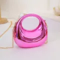Sac à main bandoulière mini croissant en acrylique rose avec chaîne dorée tendance. - Rose