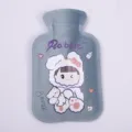 Mini plush hot water bag cute cartoon rabbit hand warmer winter belly warm water bottle. - Lake Blue - Small - Purple Girl