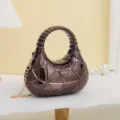 Metallic Bronze Acrylic Plaid Evening Bag Glossy Hard Shell Crossbody Purse with Chain - Black