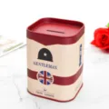 Hucha cuadrada de metal con estilo de caballero británico, tarro de almacenamiento. - Sombrero rojo