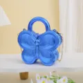 Sac de soirée papillon en acrylique bleu, mini sac à main exquis et sac bandoulière chaîne. - Bleu