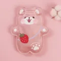 Bouillotte en peluche mignonne avec forme d'ours et motif de fraise pour les mains. - Velours lisse - Style ours rose cerisier