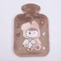 Mini plush hot water bag cute cartoon bear pattern brown hand warmer for winter cozy use - Coffee - Large Dreamy Girl