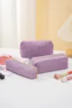 Purple corduroy pencil case and cosmetic bag set, large capacity minimalist daily storage pouch. - Makeup Bag (22x7x11) / Purple