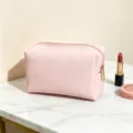 Rosa PU Leder Kosmetiktasche, große Kapazität Reise Make-up Organizer und Tasche. - 18x8x10 / Rosa