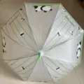 Parapluie droit à long manche avec joli motif de panda et rayures vertes pour jours de pluie. - Panda Vert