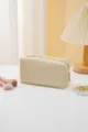 Beige corduroy makeup bag minimalist cosmetic pouch large capacity travel storage organizer - L / Beige