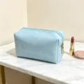 Lichtblauwe PU make-uptas, grote capaciteit reistas cosmetisch etui, stijlvolle opbergtas. - 18x8x10 / Hemelsblauw