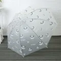 Ombrello lungo dritto con stampa panda grigio in stile cartone animato per uso esterno. - Panda bianco
