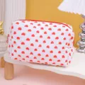 White red heart quilted makeup bag portable cosmetic pouch cute travel storage bag - Red Heart