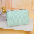 Green and white striped makeup bag, large capacity travel toiletry pouch for women. - Green